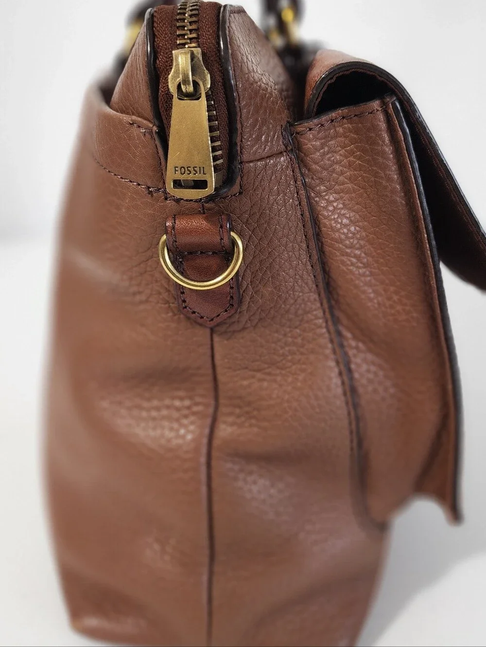 Fossil Chestnut Brown Leather Top-Handle Briefcase